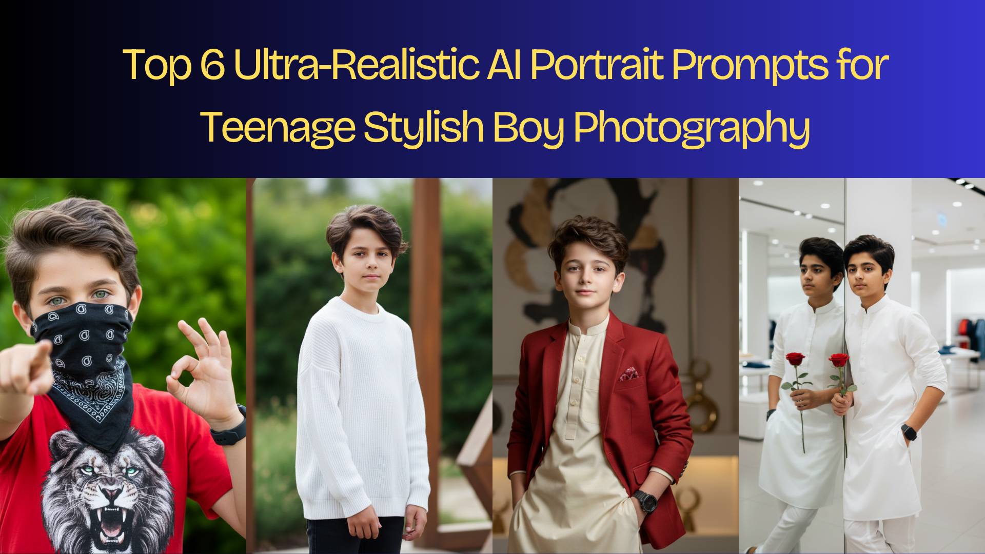 Top 6 Ultra-Realistic AI Portrait Prompts for Teenage Stylish Boy Photography
